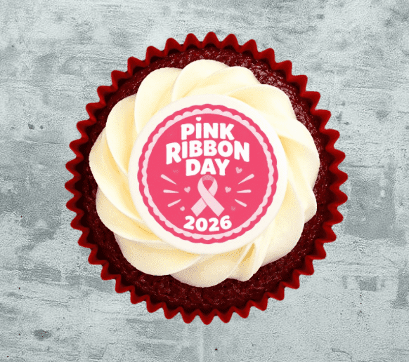 Pink Ribbon Day* - Red Velvet Cupcake + "Pink Ribbon Day 2026" toppers (Box of 16)