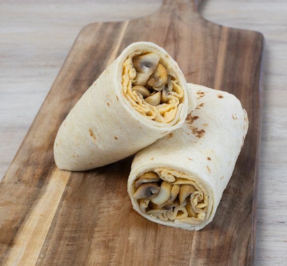 Scrambled Egg and Mushroom Breakfast Wrap