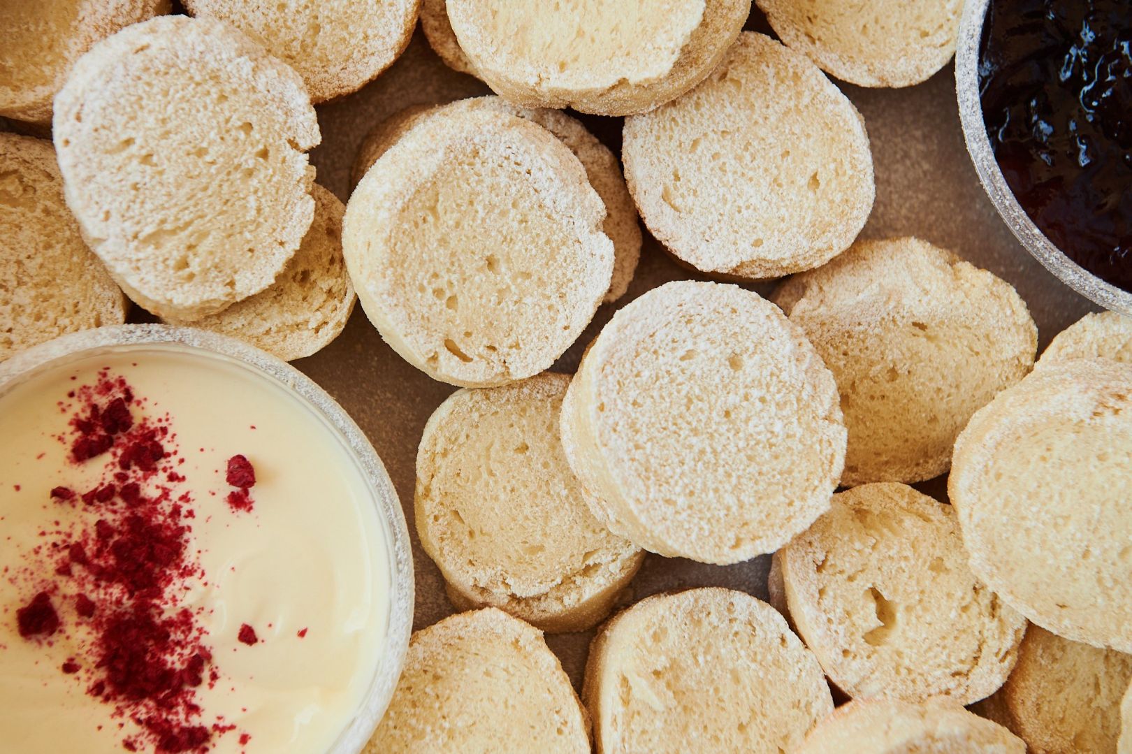 Mini Scones Served with Jam and Cream
