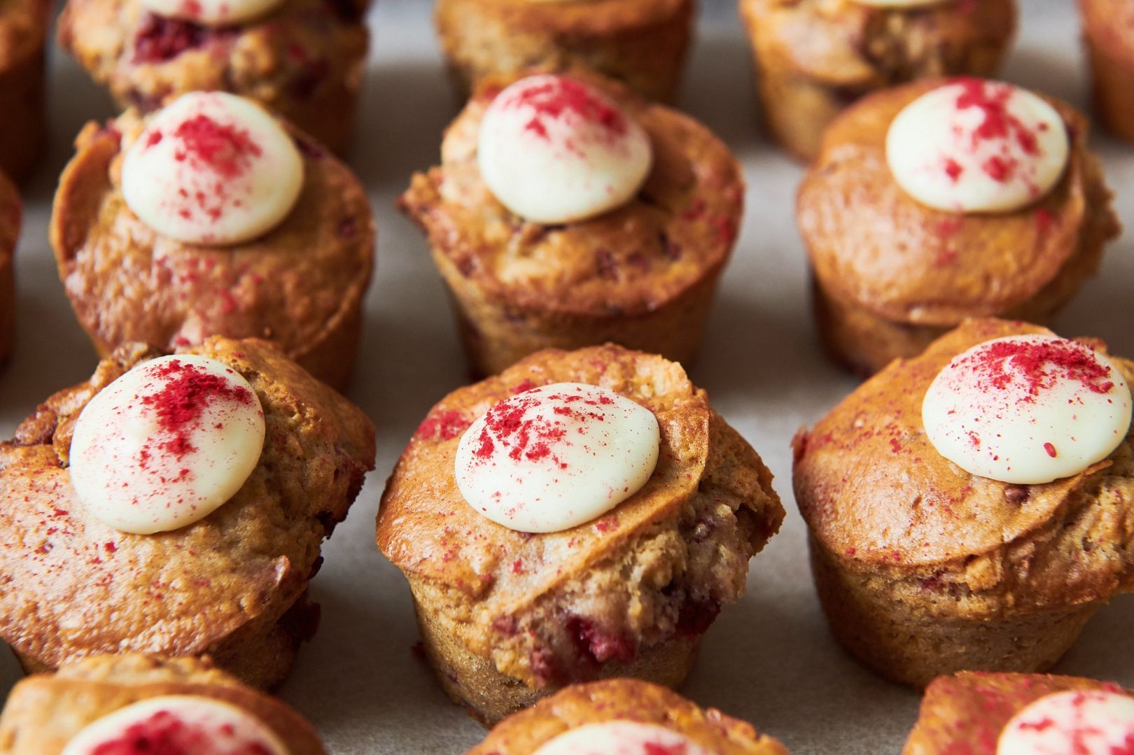 Mini White Choc and Raspberry Muffin