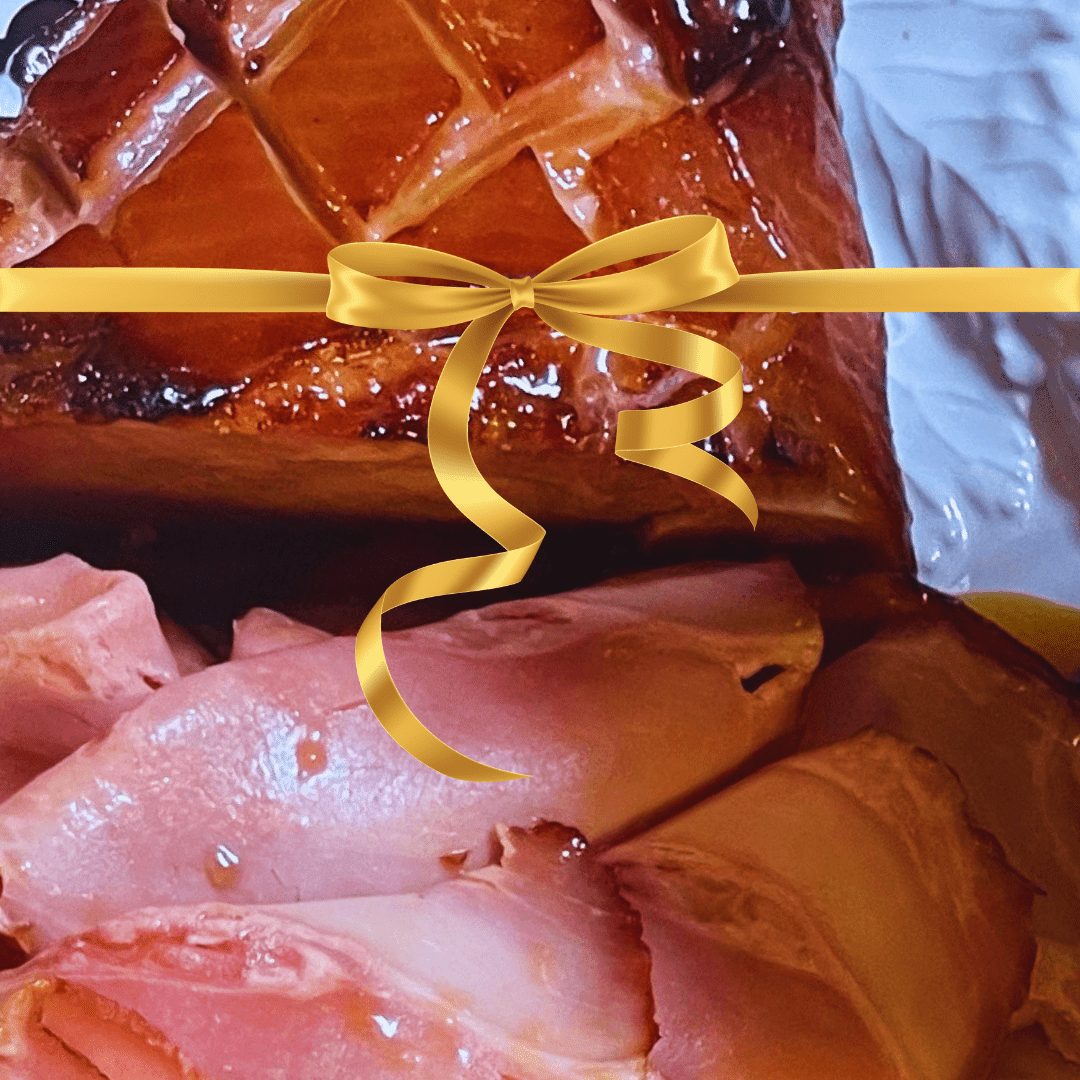 Baked ham centrepiece, glazed ham baked with honey mustard and orange glaze, complete catering co relish