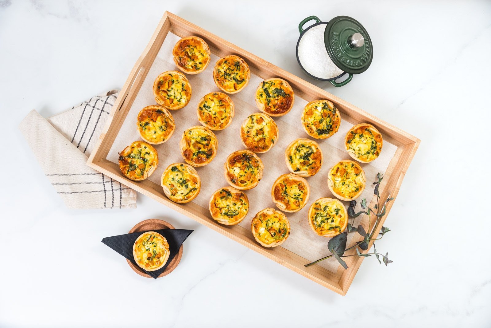 Breakfast quiche, bacon, tomato, chive