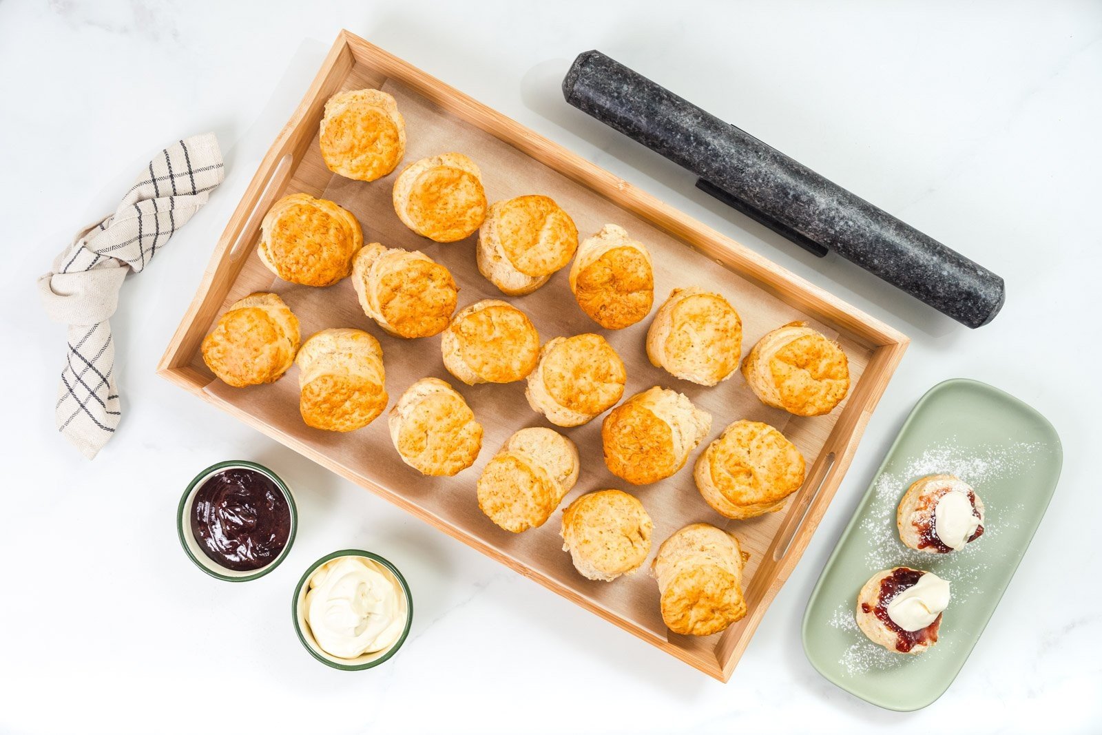 Mini Scones Served with Jam and Cream