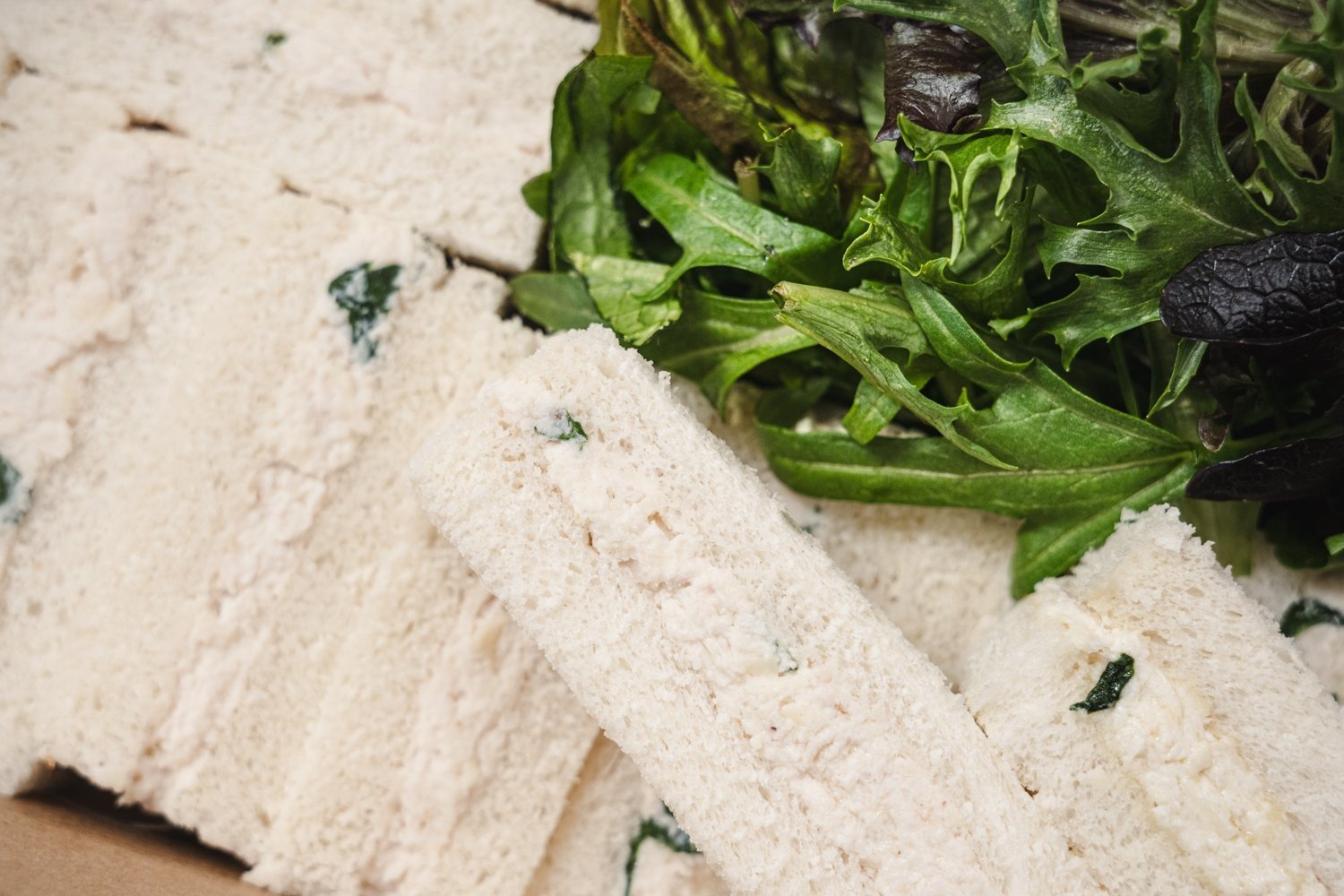 Small Ribbon Sandwich, Truffled Chicken, Pecorino, Spinach & Herbs Feeds 6 - 8