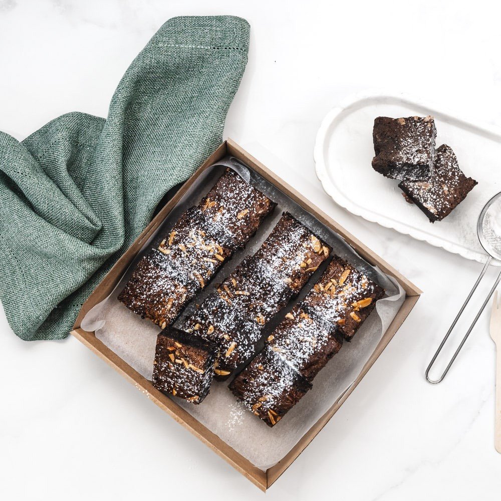 Gluten Free Choc-Fudge Almond Brownie Slice Platter - Feeds - 10-12