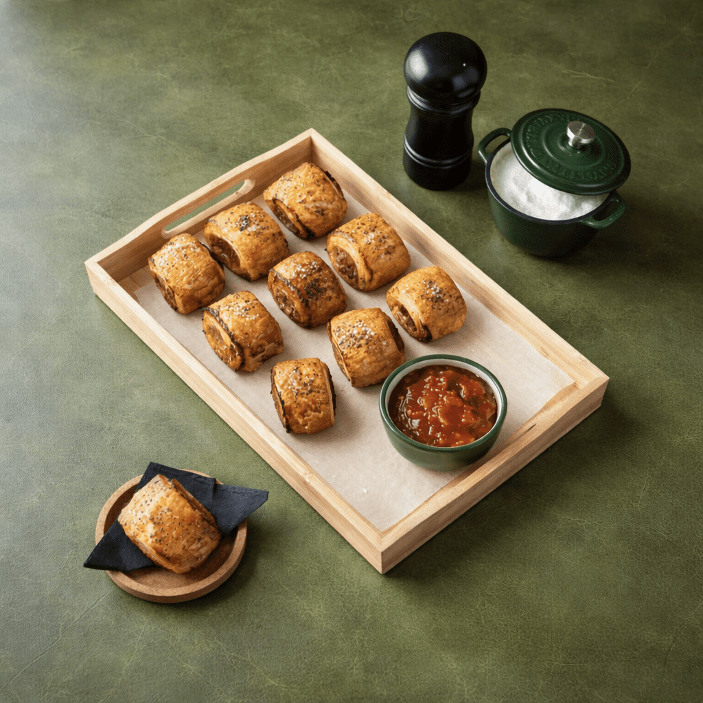 Rustic Beef, Pork Sausage Roll with Tomato Relish