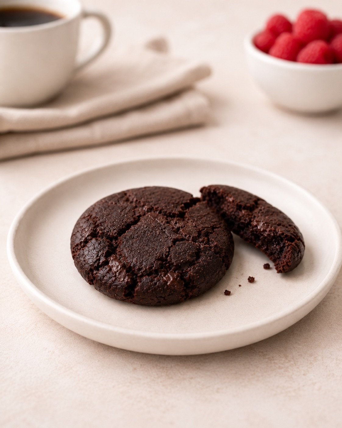Vegan Double Dark Chocolate & Raspberry Ganache Cookie