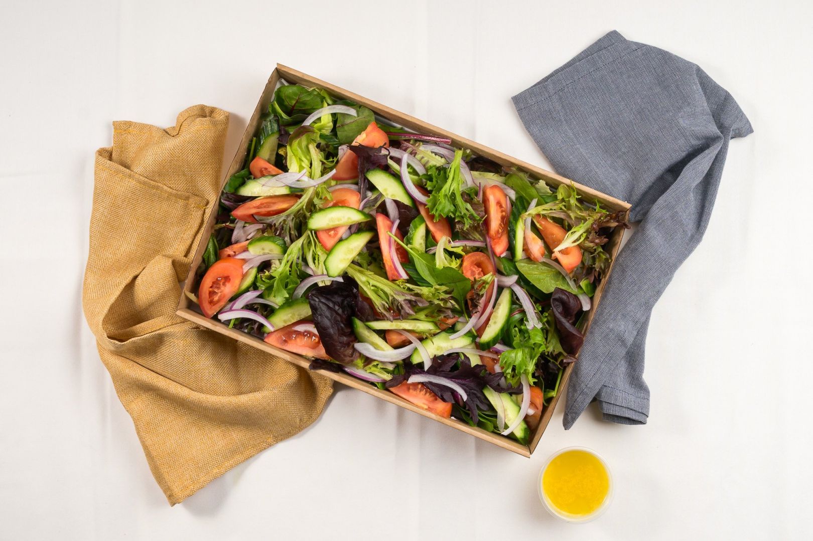Chef's Garden Salad, Mixed Lettuce, Fresh Tomato, Red Onion, Cucumber, Mustard Lemon Vinaigrette