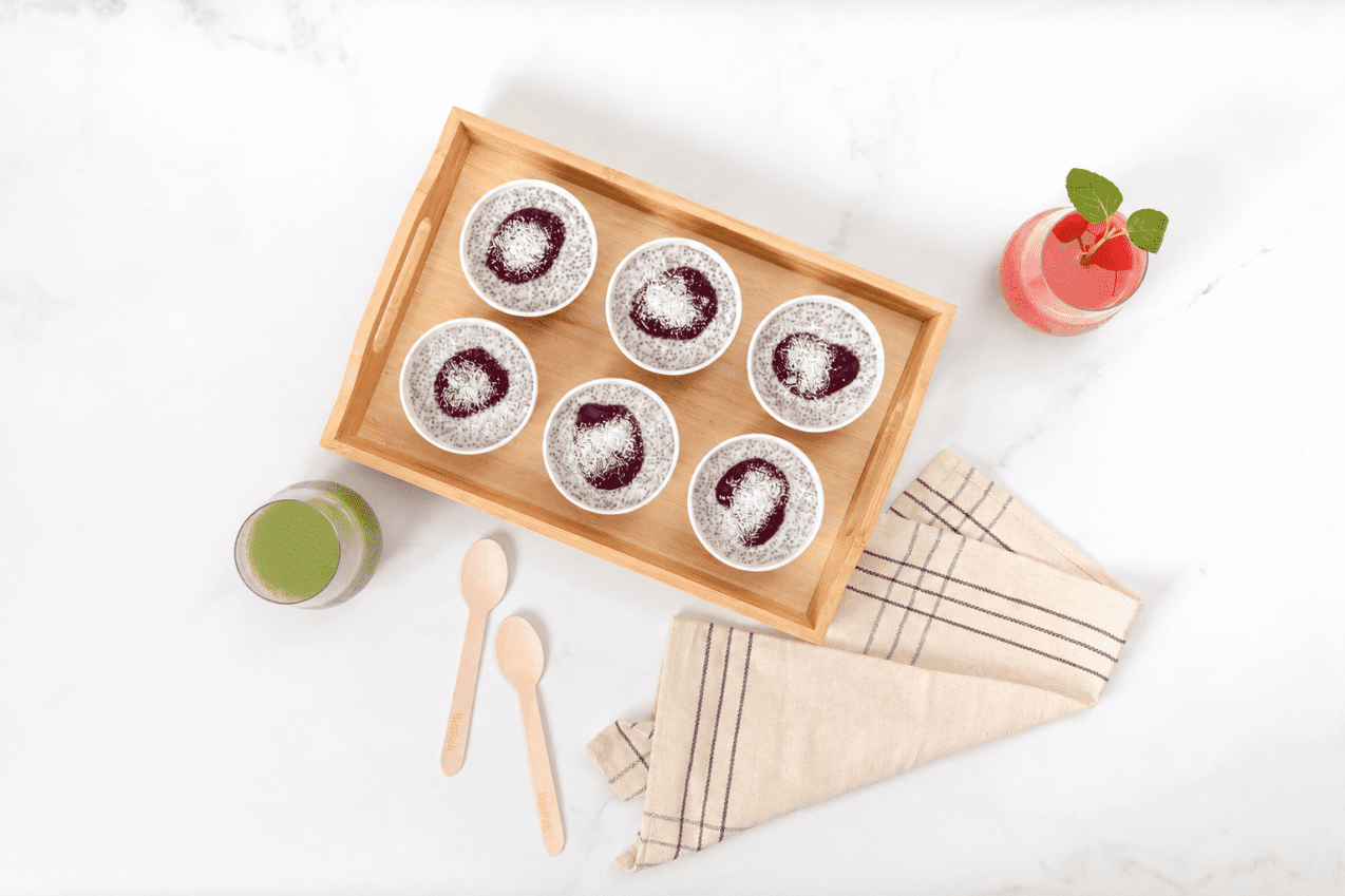 Chia Pudding with Berry Compote and Coconut 