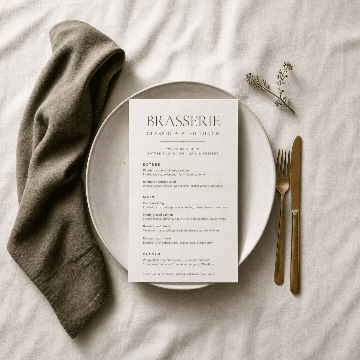 Brasserie Menu