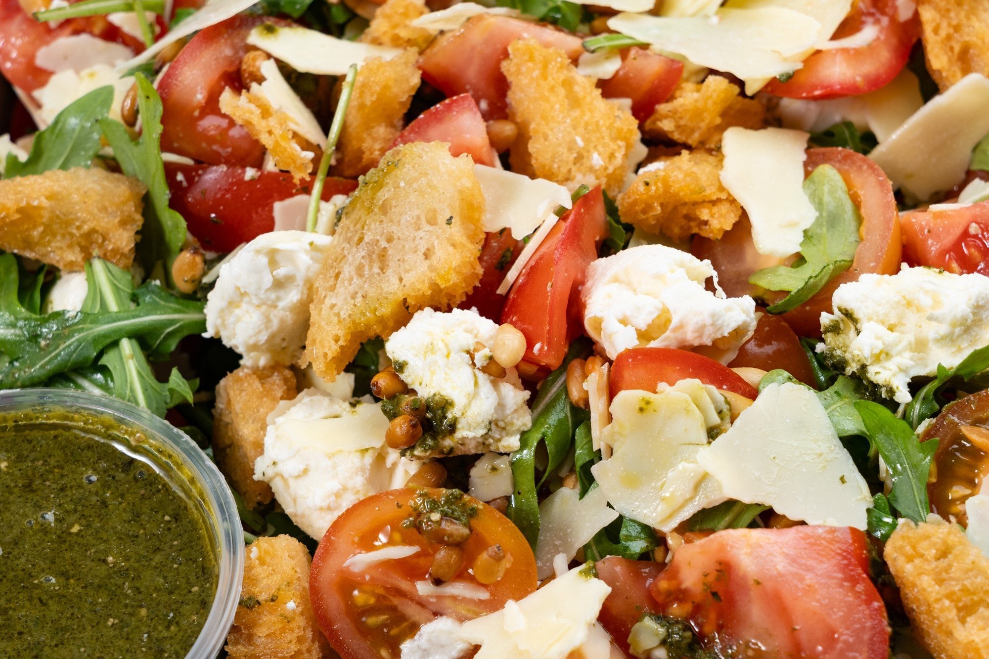 tomato bocconcini salad, Italian salad catering, pesto salad, shared salad box, corporate lunch Melbourne