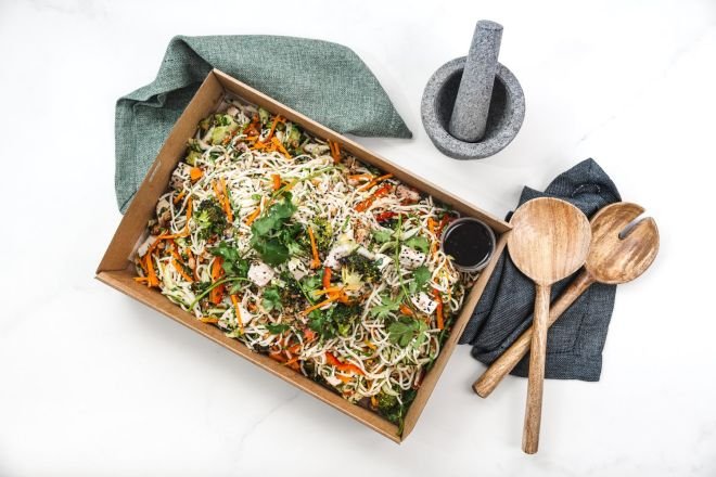 Small Ramen Noodle and Grilled Chicken Slaw Salad Feeds 8-10