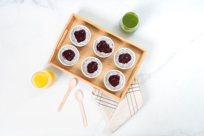 Chia and Coconut Pudding with Berry Compote 