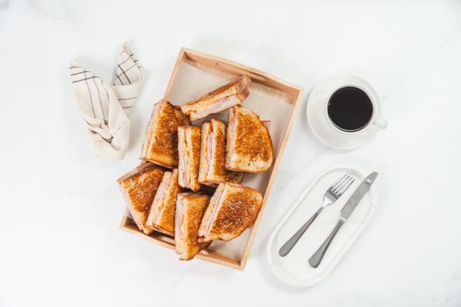 Cheese, Ham and Tomato Sourdough Toasties