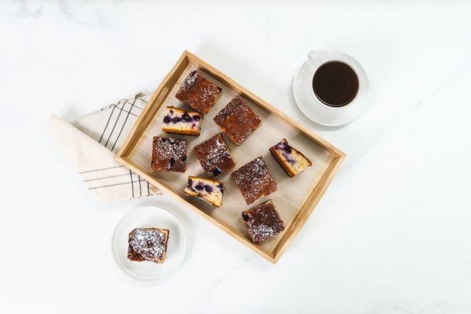 Lemon and Blueberry Yoghurt slice with Candied Lemon Zest