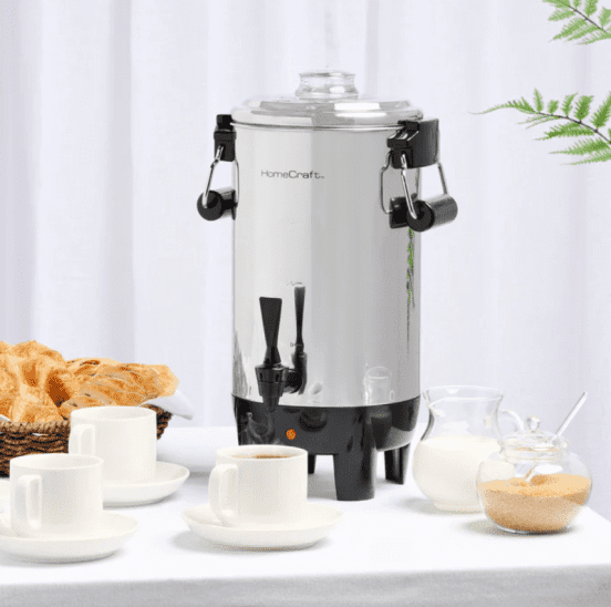 Premium Tea and Percolated Coffee Urn, with a selection of milks and sugar