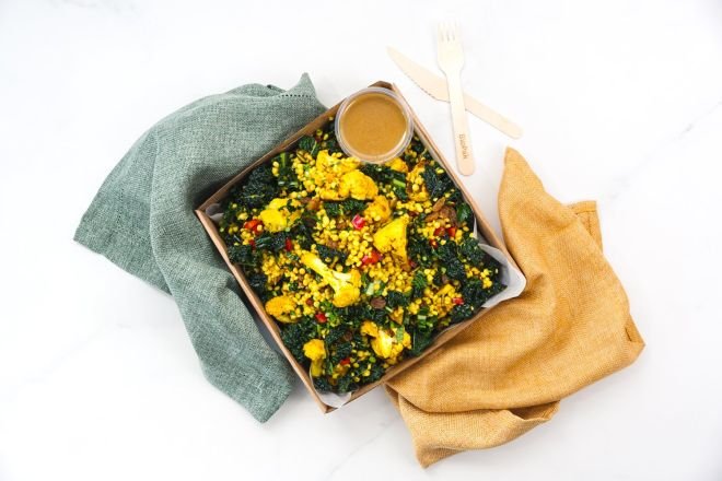 Small Turmeric Spiced Pearl Couscous and Roast Cauliflower Salad- Feeds 8-10