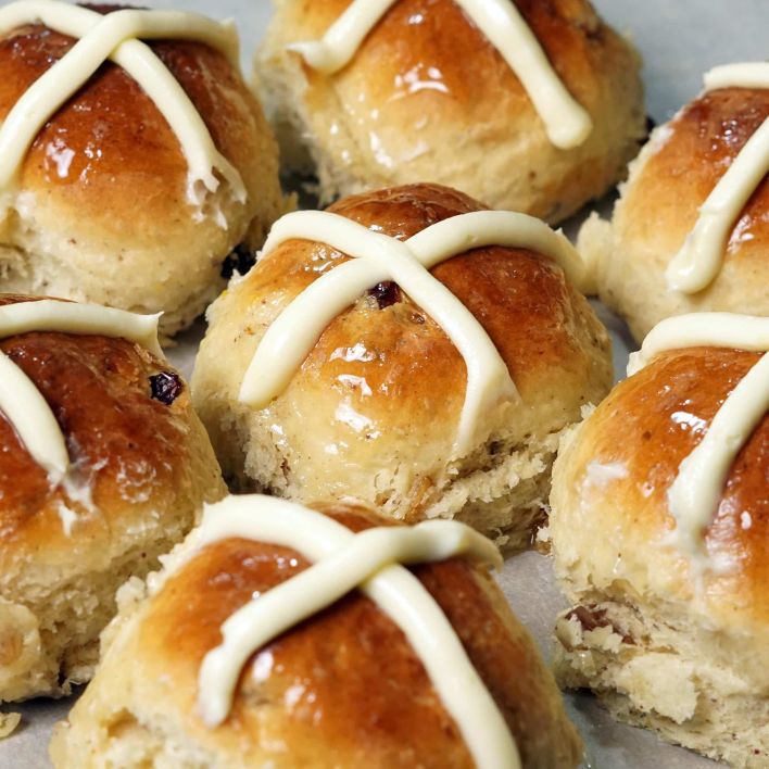 Hot Cross Buns served with Butter