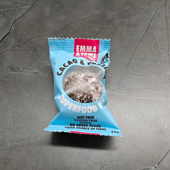 Nut Free Cacao and Vanilla Protein Ball