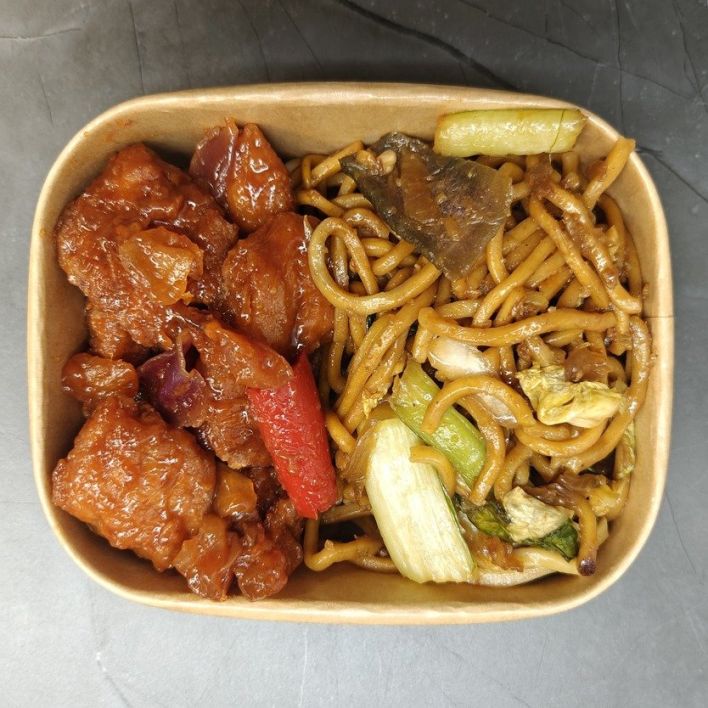 Sweet and Sour Chicken and Noodles