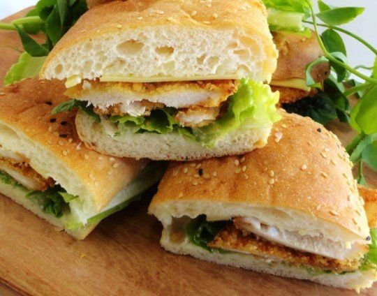 Chicken Schnitzel Turkish Rolls