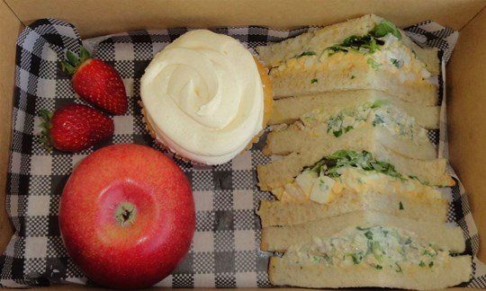 Sandwich, Fruit and Cupcake Lunch Box