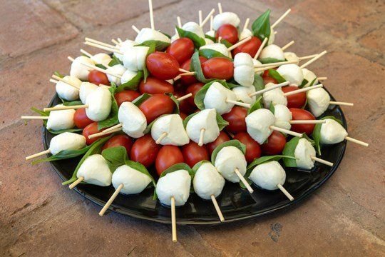 Tomato, Basil and Bocconcini Skewers (GF, V)