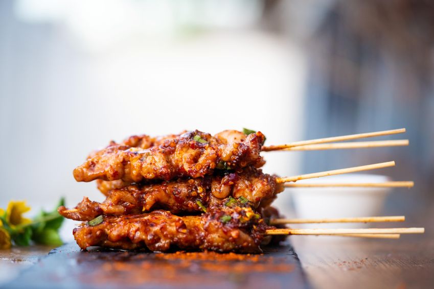 Chicken Satays with Peanut Sauce (GF, DF, Contains Nuts)