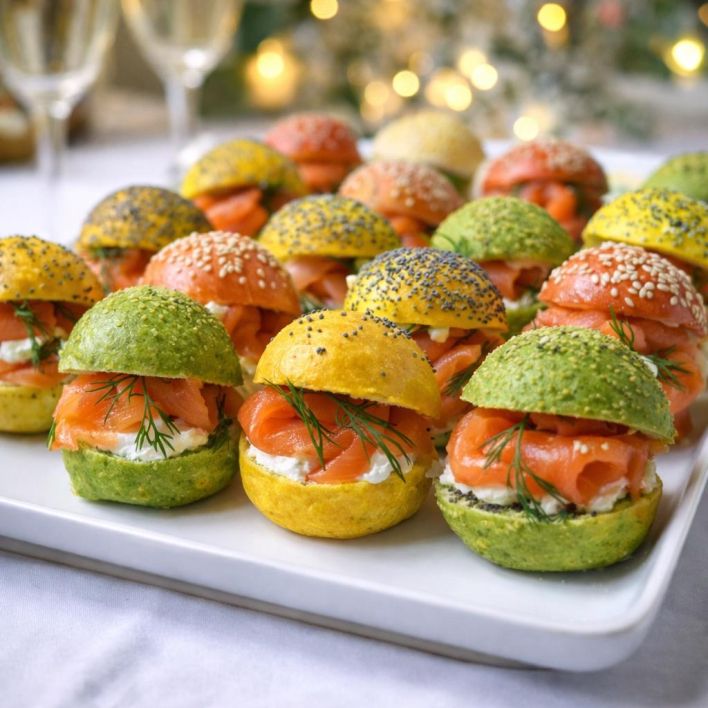 Smoked Salmon Baby Brioche with Dill and Capers