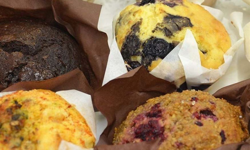 Muffins - Mixed (Sweet and Savoury) with butter and utensils.