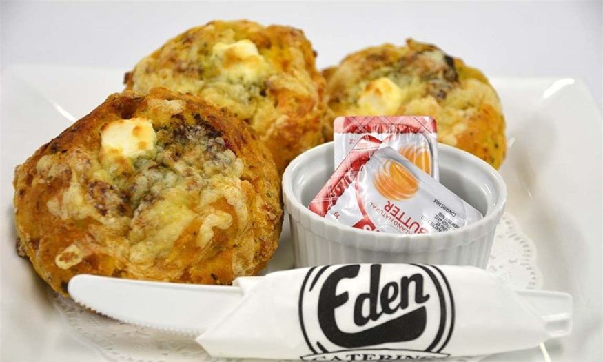 Scones (Savoury) with butter and utensils