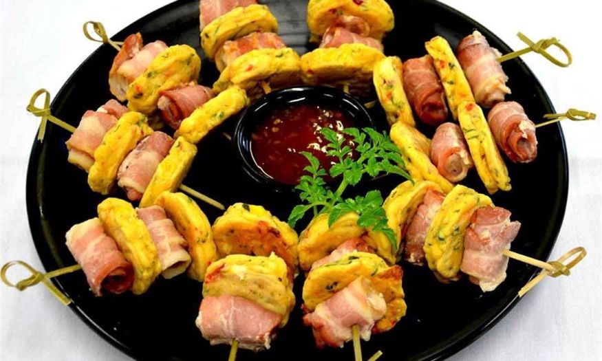 Sweet Corn Fritter & Bacon Stack