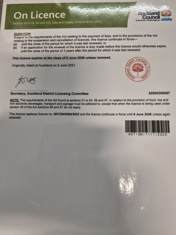 Auckland City Council endorsed Off License