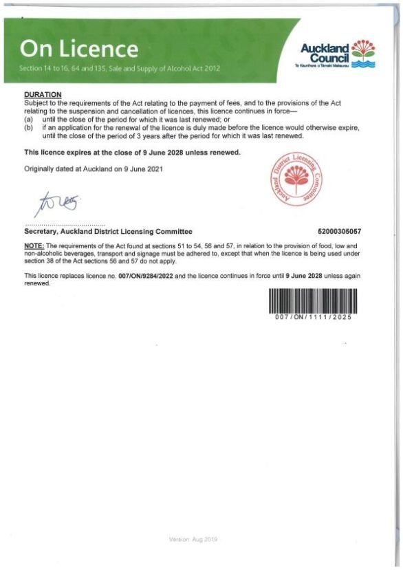 Auckland City Council endorsed Off License