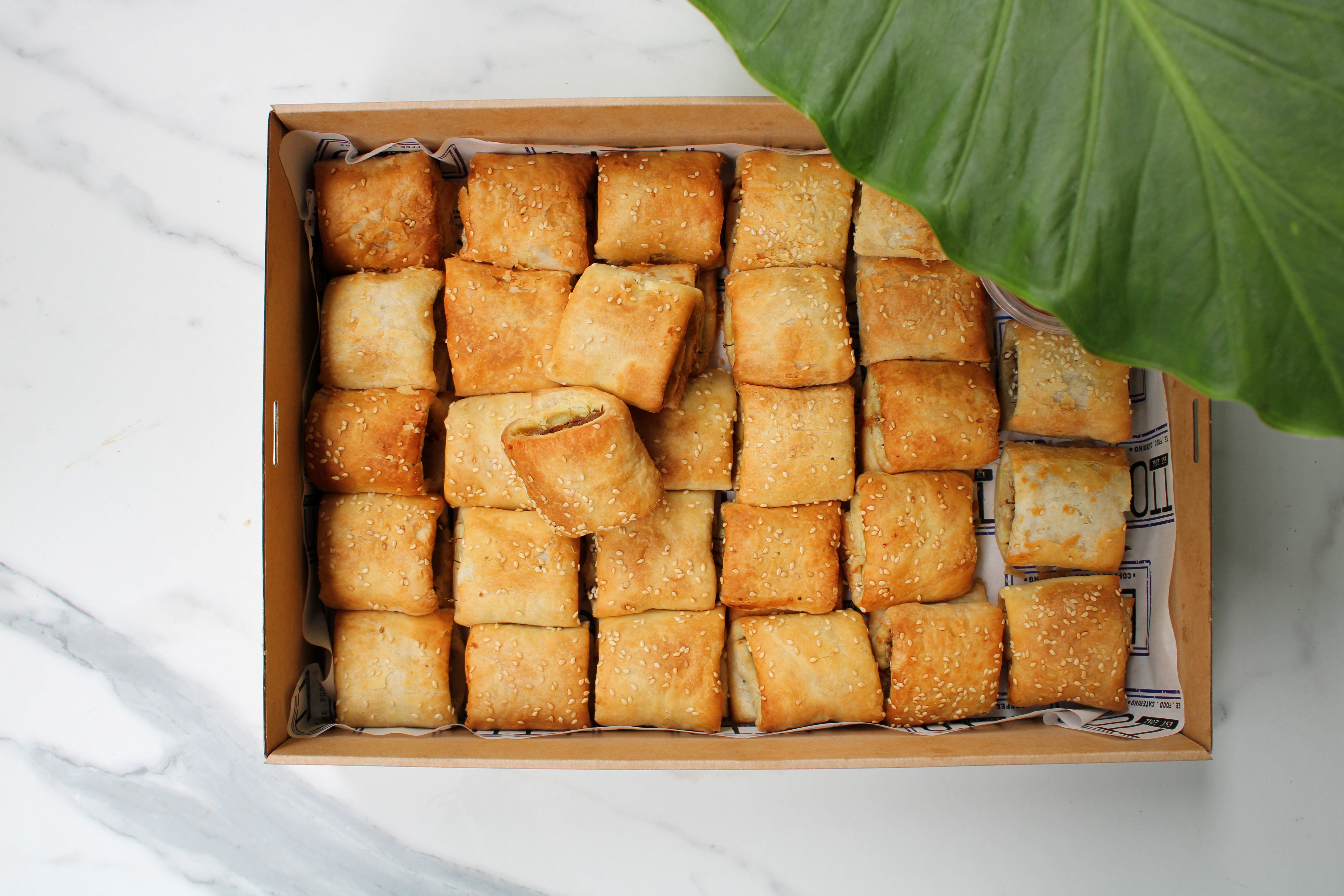 Boxed Mini Beef Sausage Rolls (28 pieces)