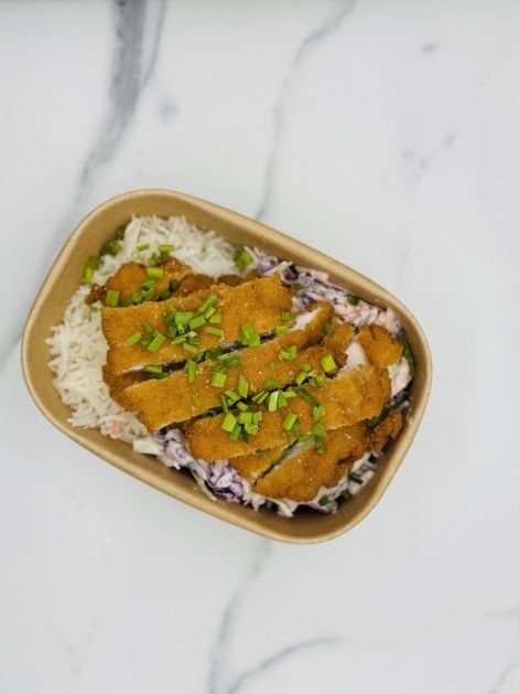 Crispy Chicken Schnitzel Rice Bowl
