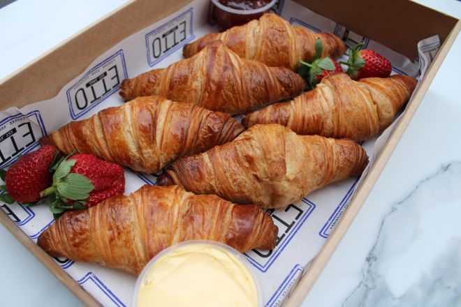 Breakfast Croissant Served With Jam And Butter