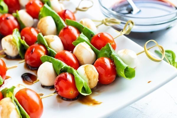 Caprese Skewers - Bocconcini, cherry tomatoes, basil,