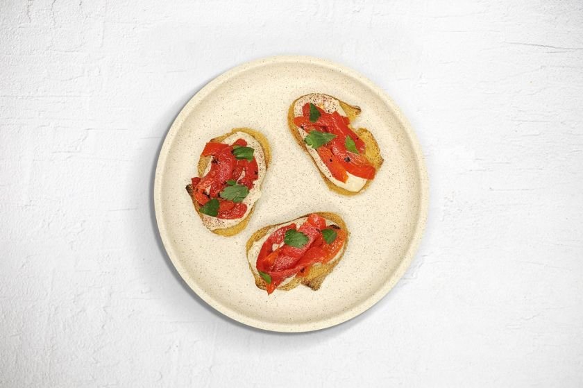 grilled red pepper crostini