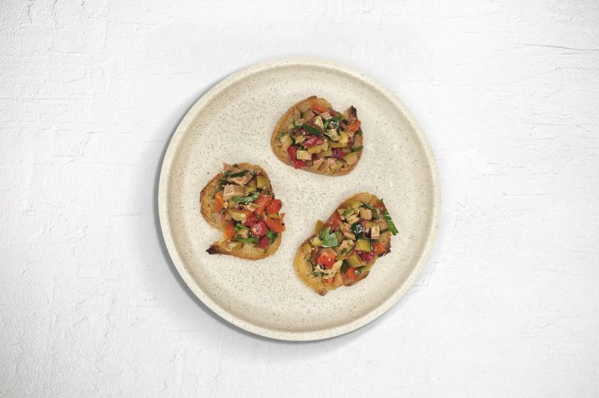 green olive tapenade on crostini