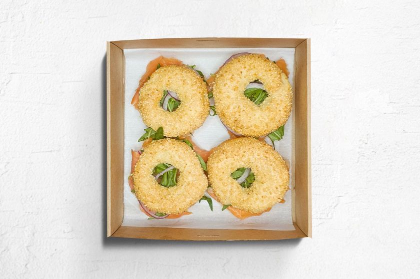 mini smoked salmon bagel