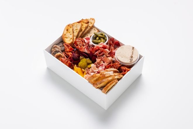 Selection of Cured and Cooked Meats, Chicken Liver Parfait, Pickled Veg, Relish, Croutes