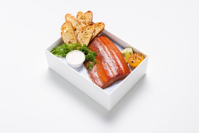 Hot Smoked Salmon, Horseradish Cream, Charred Sourdough
