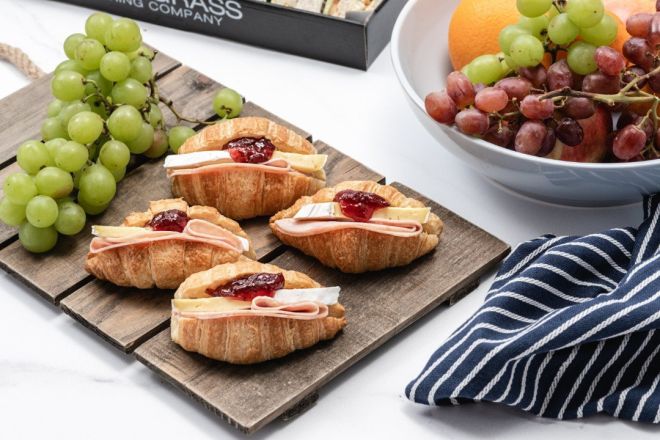 BABY CROISSANTS - Mix of Ham, Brie & Cranberry & Ham, Cheese & Tomato - Designed for easy oven heating - Sunday Catering 
