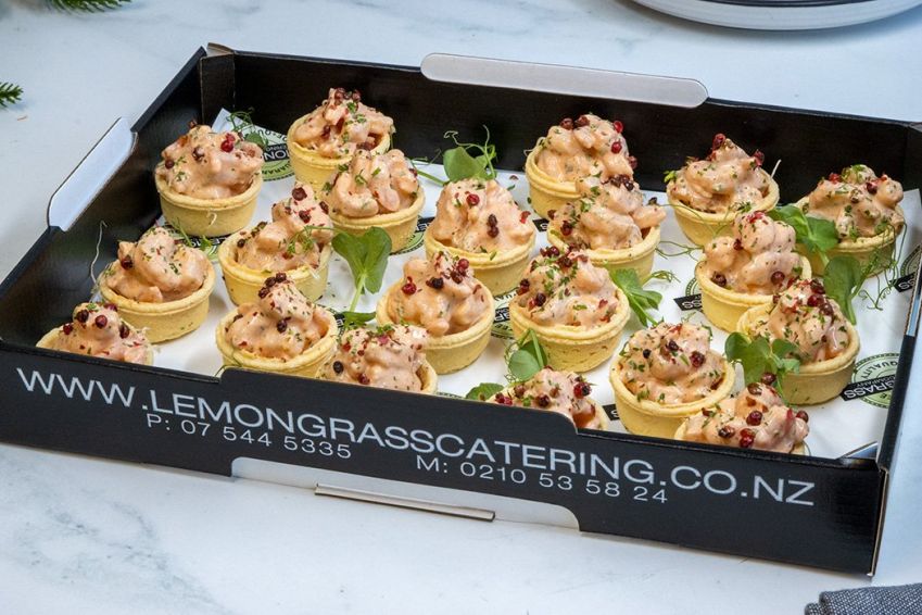 PRAWN COCKTAIL TARTLET Canape Platter - 20 - with housemade zingy seafood sauce in savoury tart shells 