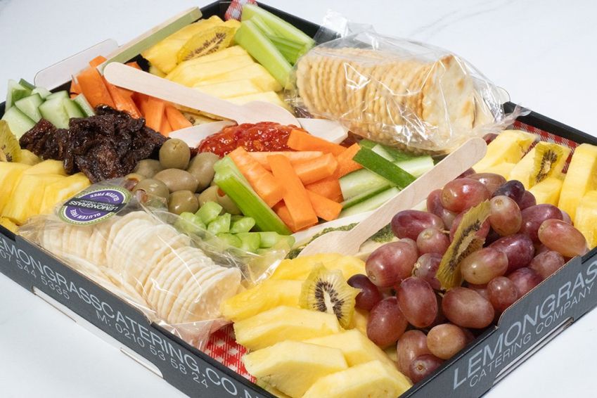 GLUTEN FREE VEGAN CHEESE, FRUIT, VEGETABLE & CRACKER PLATTER - Medium Size Platter - Serves 8-10