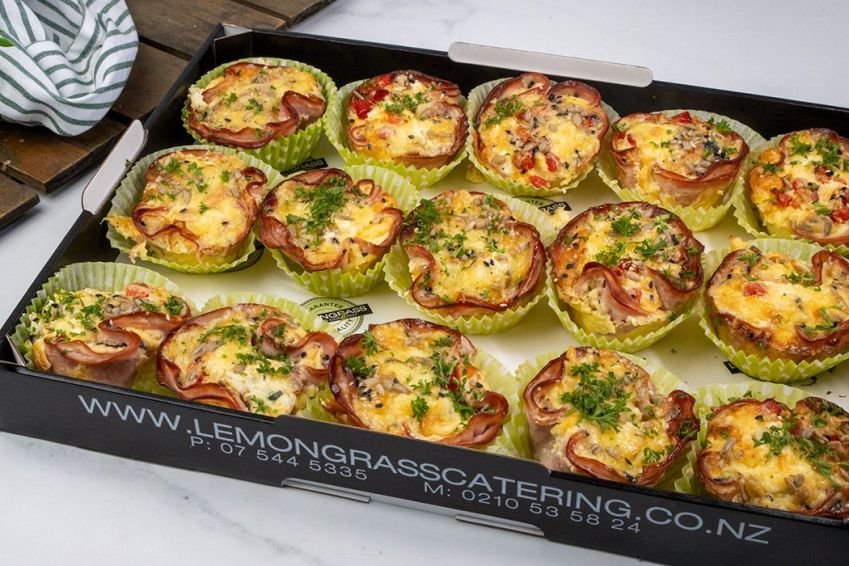 HAM AND EGG CUP with spinach feta and roasted red peppers - Hot - GF, Keto 