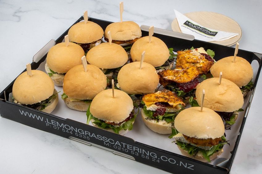 BBQ CHICKEN SLIDER with marinated chicken tender with bbq sauce and cripsy creamy coleslaw- served warm 