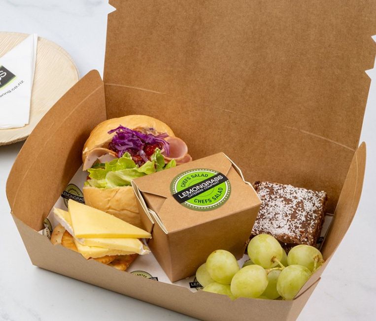 FRESH LUNCH PICNIC BOX (Midi filled roll, Daily salad, Sweet, Cheese & Crackers, Grapes/fresh fruit)