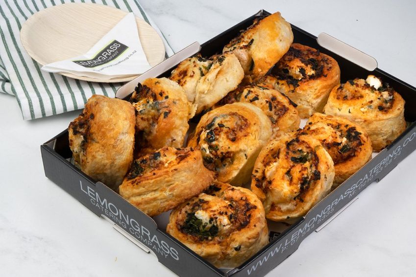 SAVOURY SCROLL - Sundried tomato pesto, spinach & crumbed feta cheese (v) 